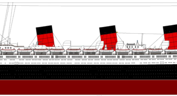 Корабль RMS Queen Mary [Ocean Liner] (1936) - чертежи, габариты, рисунки